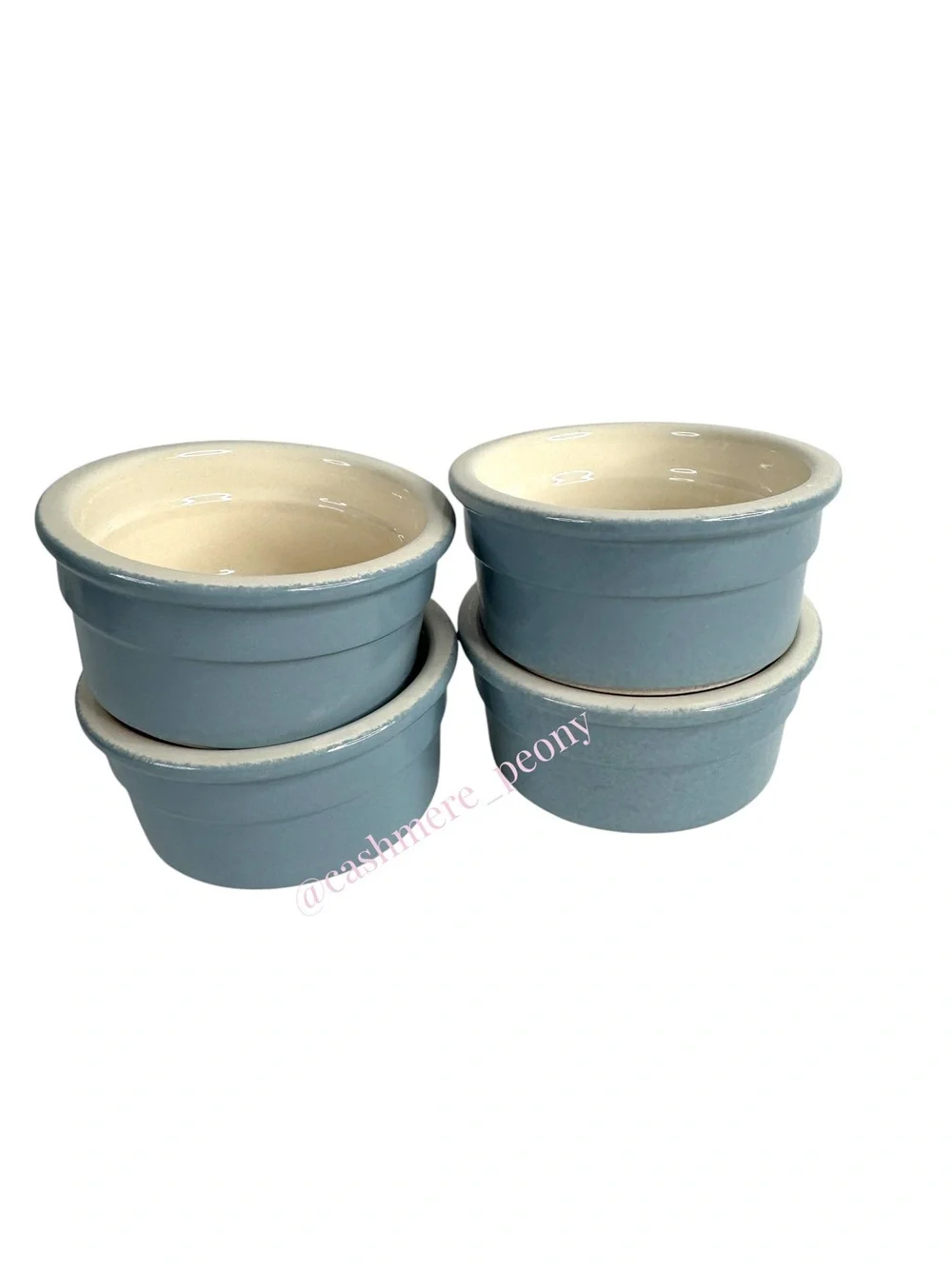 Set of 4 Pots & Co Cermer Ramekins - BLUE Oven/Microwave/Freezer/Dishwasher